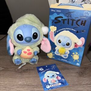 AUTHENTIC Miniso Stitch Eat Something Before Sleep Plush Pendant Crispy Pizza